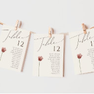 Simple Wildflower   Beige Table Number Chart