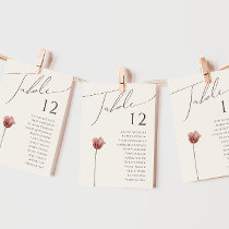 Simple Wildflower | Beige Table Number Chart