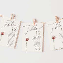 Simple Wildflower | Beige Table Number Chart