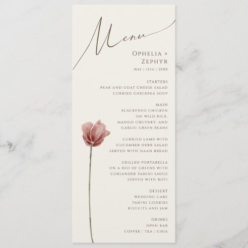 Simple Wildflower | Beige Wedding Dinner Menu