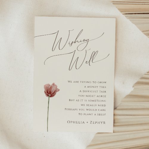 Simple Wildflower  Beige Wedding Wishing Well Enclosure Card