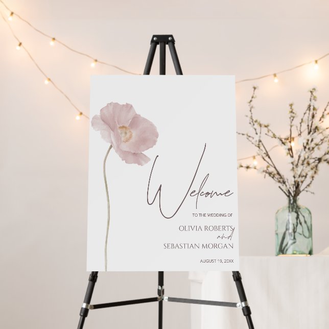 Simple Wildflower Boho Wedding Welcome Foam Board (In Situ (Stand))
