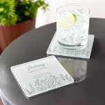 Simple Wildflower Border Any Color Wedding Party Glass Coaster<br><div class="desc">Wildflower coaster for the top table and keepsake gifts for your wedding party. Easy to personalize for your maid of honor, bridesmaids, parents of the bride and groom etc. You can also add the name of the bride and groom and their wedding date. Simple and elegant boho floral design with...</div>