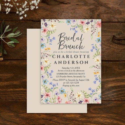 Simple Wildflower Bridal Shower Bridal Brunch Invitation