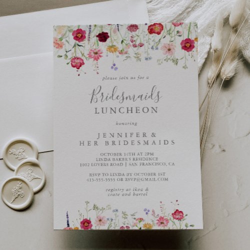 Simple Wildflower Bridesmaids Luncheon Shower Invitation