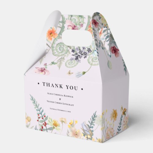 Simple Wildflower Fern Lavender Wedding Favor Boxes