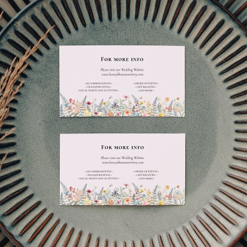 Simple Wildflower Fern Lavender Wedding Website Enclosure Card