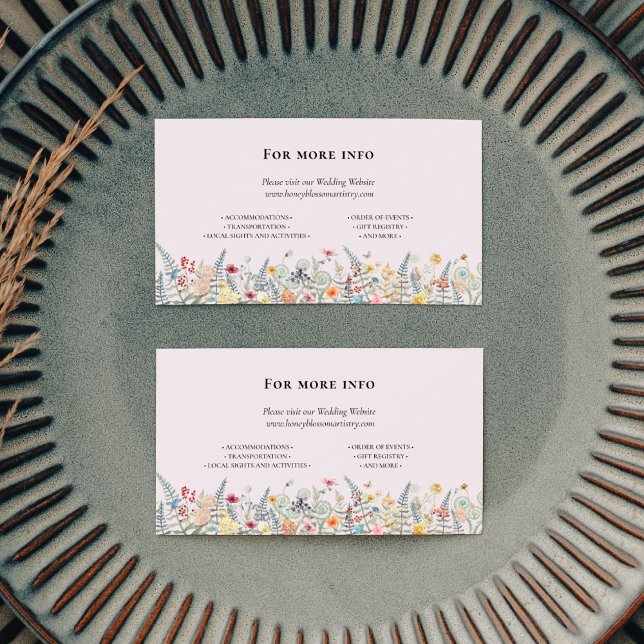 Simple Wildflower Fern Lavender Wedding Website Enclosure Card (Creator Uploaded)