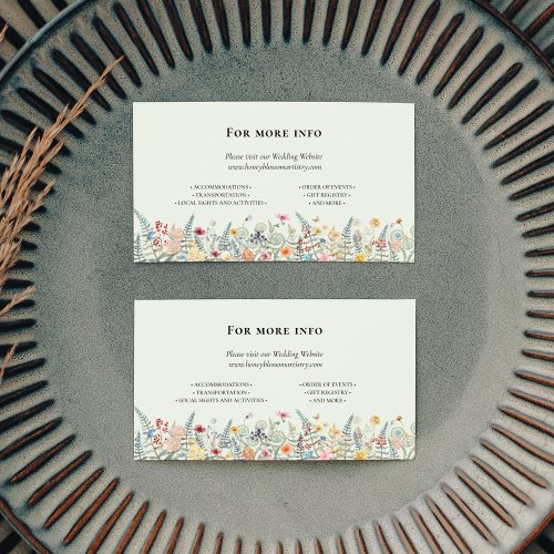 Simple Wildflower Fern Mint Green Wedding Website Enclosure Card