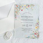 Simple Wildflower Fern Wedding Acrylic Invitations<br><div class="desc">This Simple Wildflower Fern Wedding Acrylic Invitations design is an elegant arrangement of classic gold geometric frames embellished with delicate boho floral greenery bouquets and stems. Featuring a timeless clear acrylic background with simple classic black typography and whimsical colorful wildflowers, creating a lovely and polished romantic feel. With coordinating styles...</div>