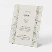 Simple Wildflower Fern Wedding Signature Drinks