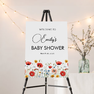 simple wildflower floral baby shower welcome foam board