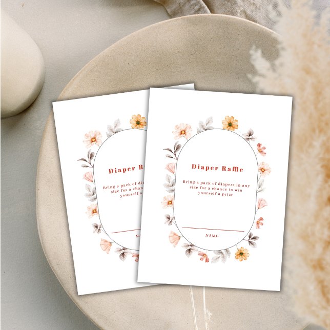 Simple Wildflower Frame Diaper Raffle Baby Shower  Enclosure Card (Simple Wildflower Frame Diaper Raffle Baby Shower Enclosure Card)