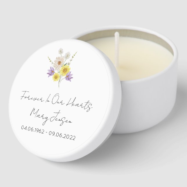 Simple Wildflower Funeral Mini Candle Favors (Corner)