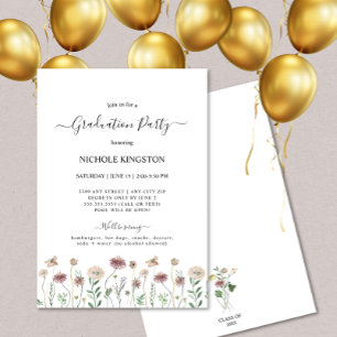Simple Wildflower Graduation Party Invitation