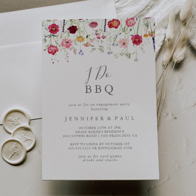 Simple Wildflower I Do BBQ Engagement Party Invitation (Creator Uploaded)