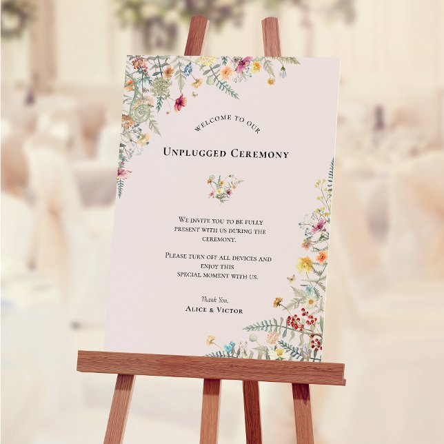 Simple Wildflower Lavender Unplugged Ceremony Sign (Creator Uploaded)