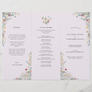 Simple Wildflower Lavender Wedding Program Flyer