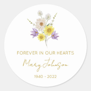Simple Wildflower Memorial Classic Round Sticker