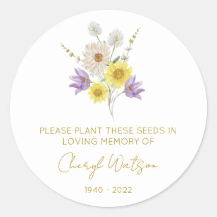 Simple Wildflower Memorial Seed Packet Classic Round Sticker