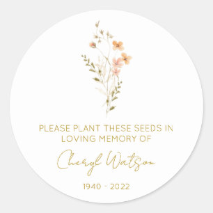 Simple Wildflower Memorial Seed Packet Classic Round Sticker