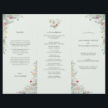 Simple Wildflower Mint Green Wedding Program Flyer<br><div class="desc">This Wildflower Mint Green Wedding Program Flyer design is an elegant arrangement of classic gold geometric frames embellished with delicate boho floral greenery bouquets and stems. Featuring a palette of timeless light green mint backgrounds with simple classic black typography and whimsical colorful wildflowers, creating a lovely and polished romantic feel....</div>