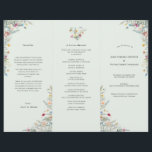 Simple Wildflower Mint Green Wedding Program Flyer<br><div class="desc">This Wildflower Mint Green Wedding Program Flyer design is an elegant arrangement of classic gold geometric frames embellished with delicate boho floral greenery bouquets and stems. Featuring a palette of timeless light green mint backgrounds with simple classic black typography and whimsical colorful wildflowers, creating a lovely and polished romantic feel....</div>