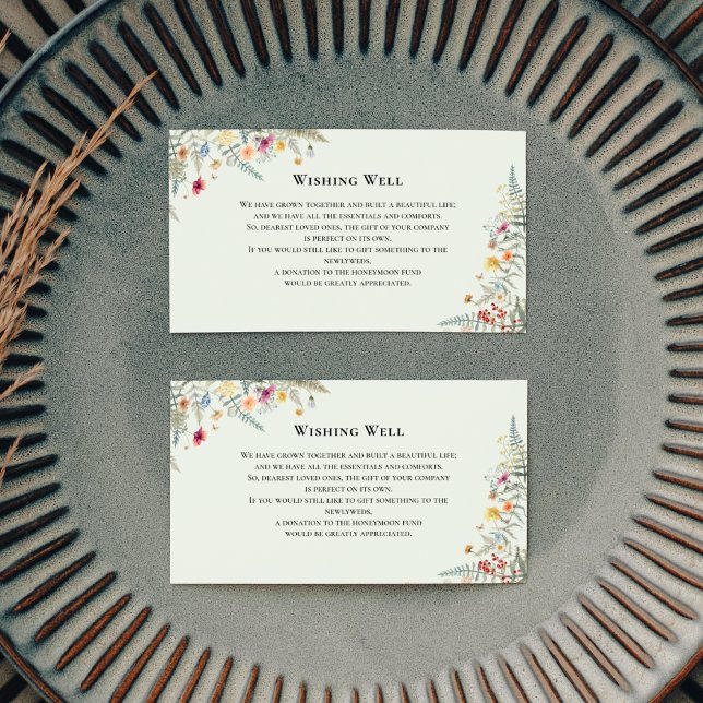 Simple Wildflower Mint Green Wedding Wishing Well Enclosure Card (Creator Uploaded)