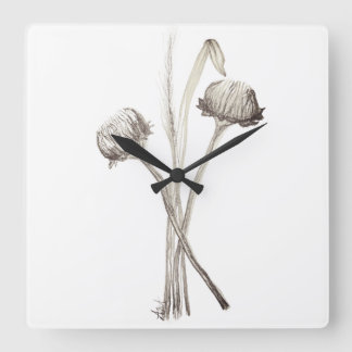 Simple Wildflower of the Field Bouquet Square Wall Clock