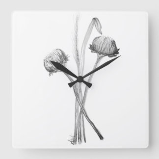 Simple Wildflower of the Field Bouquet Square Wall Clock