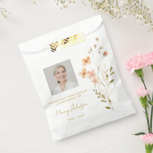 Simple Wildflower Photo Funeral Seed Favor Bag