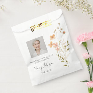 Simple Wildflower Photo Funeral Seed Favor Bag