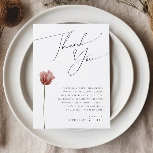 Simple Wildflower  Reception Table Thank You Card