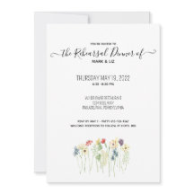 Simple Wildflower Rehearsal Dinner Invitation
