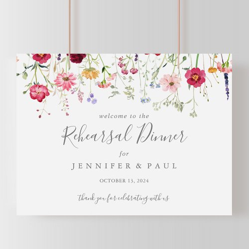 Simple Wildflower Rehearsal Dinner Welcome  Poster