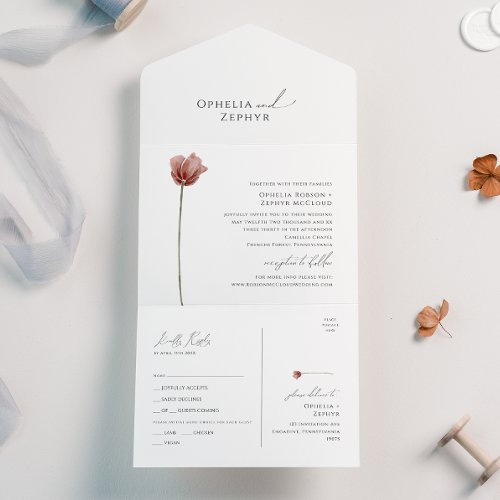 Simple Wildflower  Seal and Send All In One Invitation
