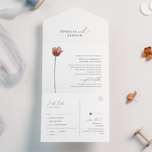 Simple Wildflower | Seal and Send All In One Invitation (Creator Uploaded)