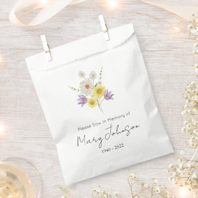 Simple Wildflower Seed packet Funeral  Favor Bag (Clipped)