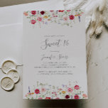 Simple Wildflower Sweet 16 Birthday Party Invitation<br><div class="desc">This simple wildflower sweet 16 birthday party invitation is perfect for a modern birthday. The design features a multicolored assortment of pink,  blush,  purple,  yellow,  white,  violet,  red,  burgundy wild flowers.</div>
