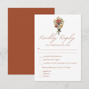 Simple Wildflower Terracotta Menu Choice RSVP