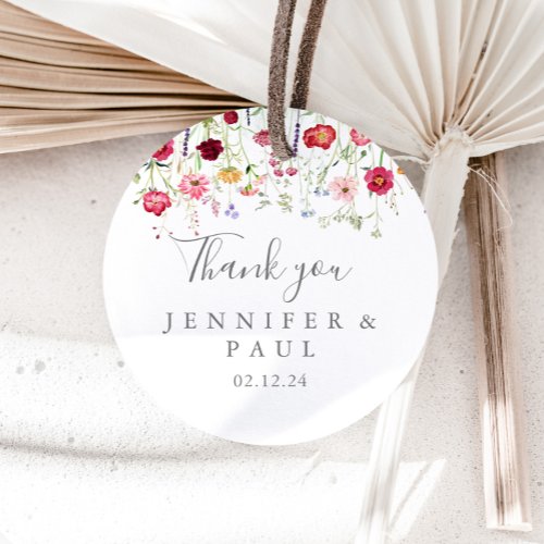 Simple Wildflower Thank You Wedding Favor Classic Round Sticker