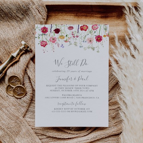 Simple Wildflower We Still Do Vow Renewal Invitation