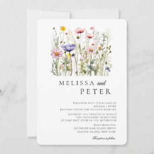 Simple  Wildflower Wedding Invitation