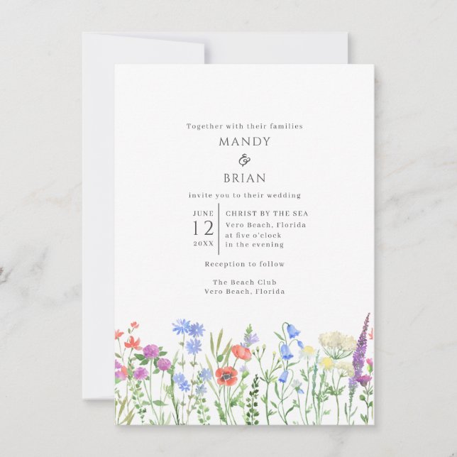 Simple Wildflower Wedding Invitation (Front)