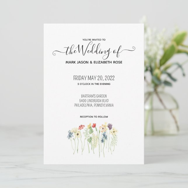 Simple Wildflower Wedding Invitation (Standing Front)