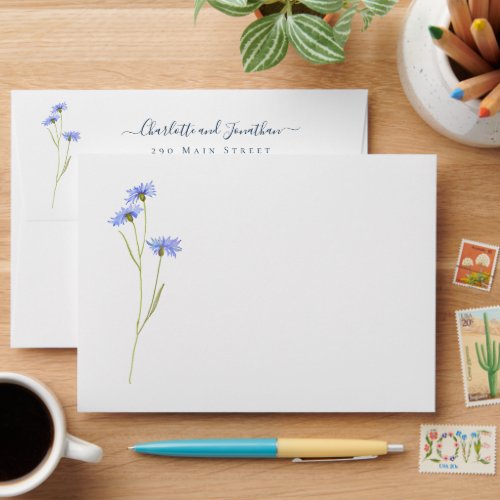 Simple Wildflower Wedding Personalized  Envelope
