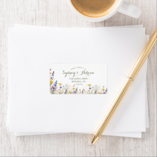 Simple Wildflower Wedding RSVP Address Label