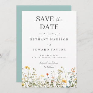 Simple Wildflower Wedding Save The Date