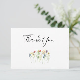 Simple Wildflower Wedding Thank You Card