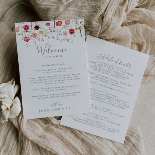 Simple Wildflower Wedding Welcome Letter